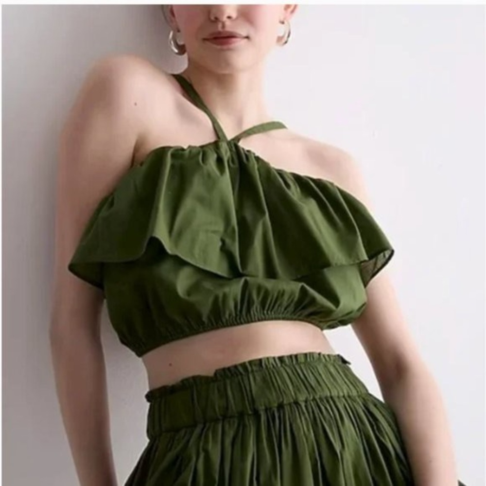 J. Crew Ruffle Halter Crop Top
